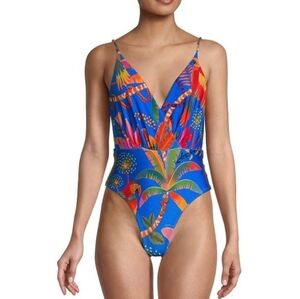 NWT FARM RIO BLUE MACAW PARTY ONE-PIECE SWIMSUIT